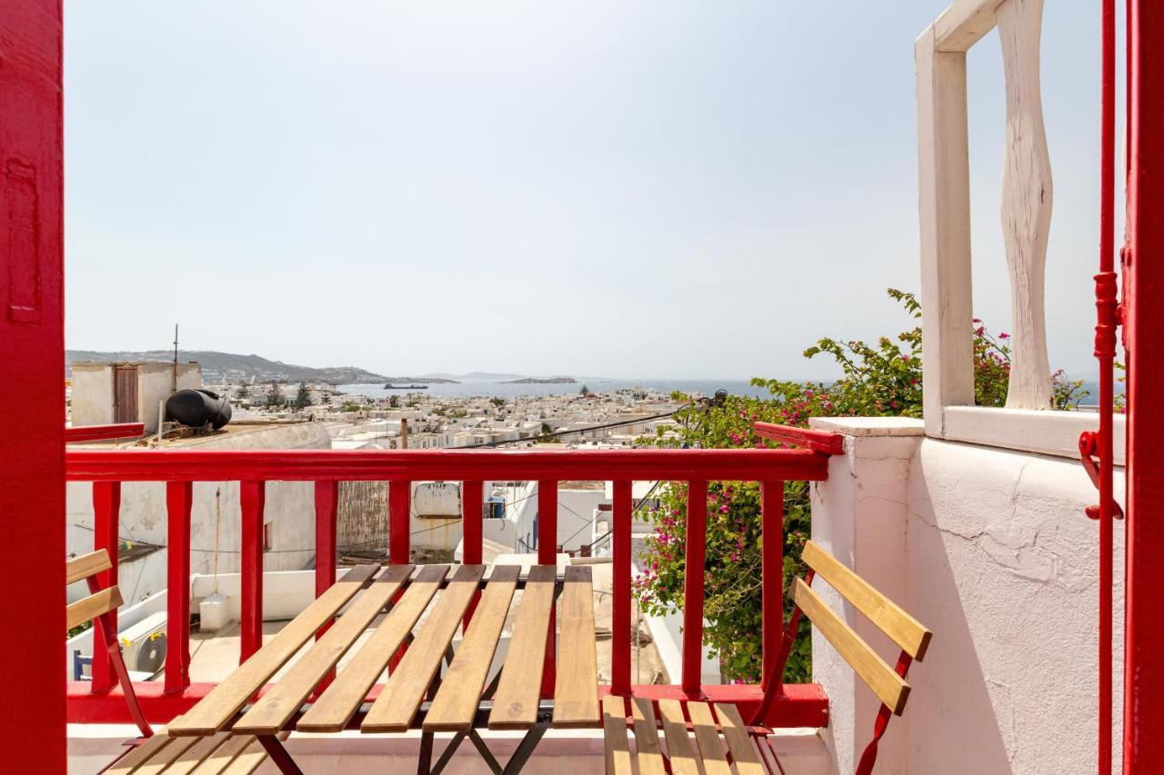 Mykonos TownElenitas Town House With Balcony And Sea Viewアパートメント エクステリア 写真