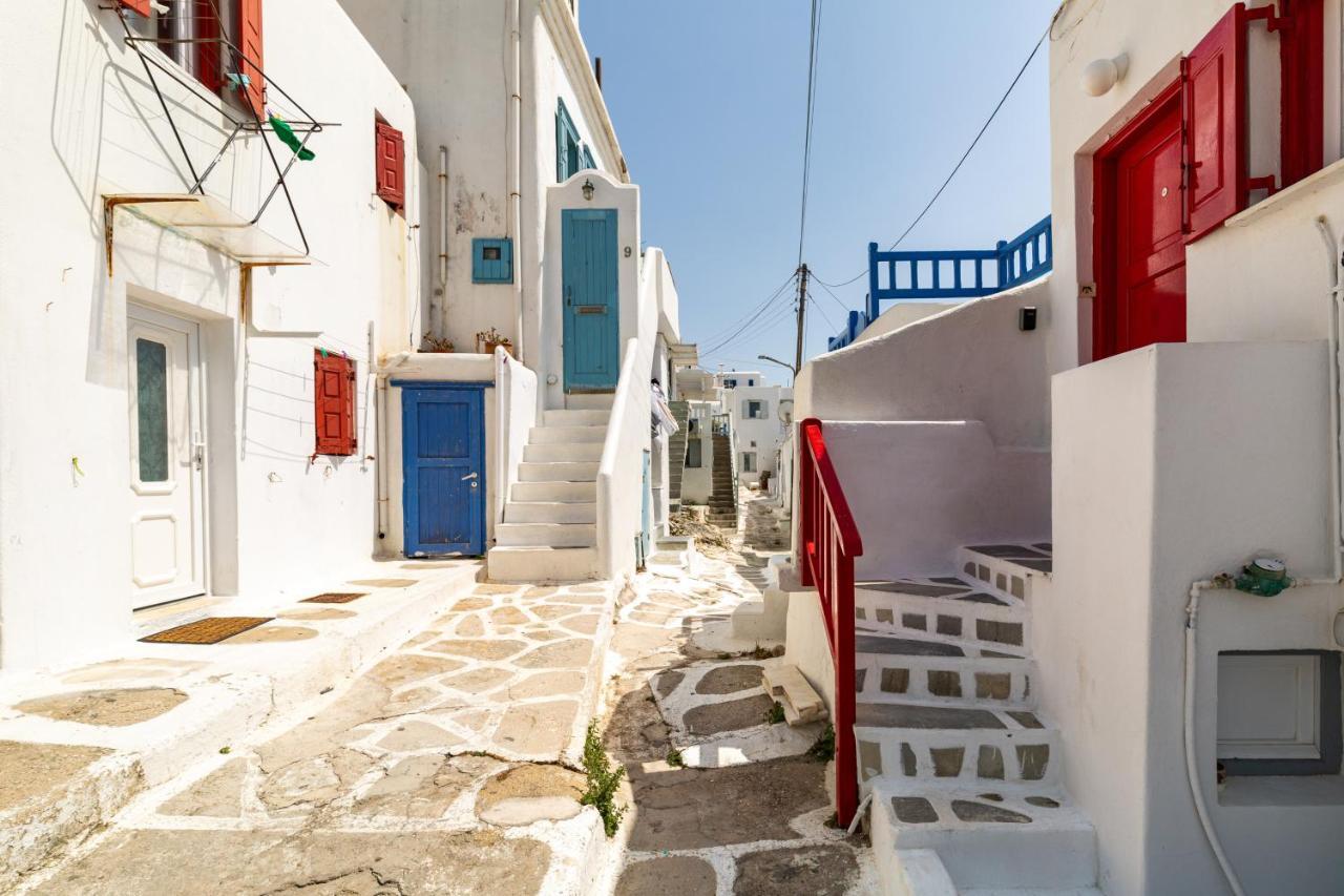 Mykonos TownElenitas Town House With Balcony And Sea Viewアパートメント エクステリア 写真