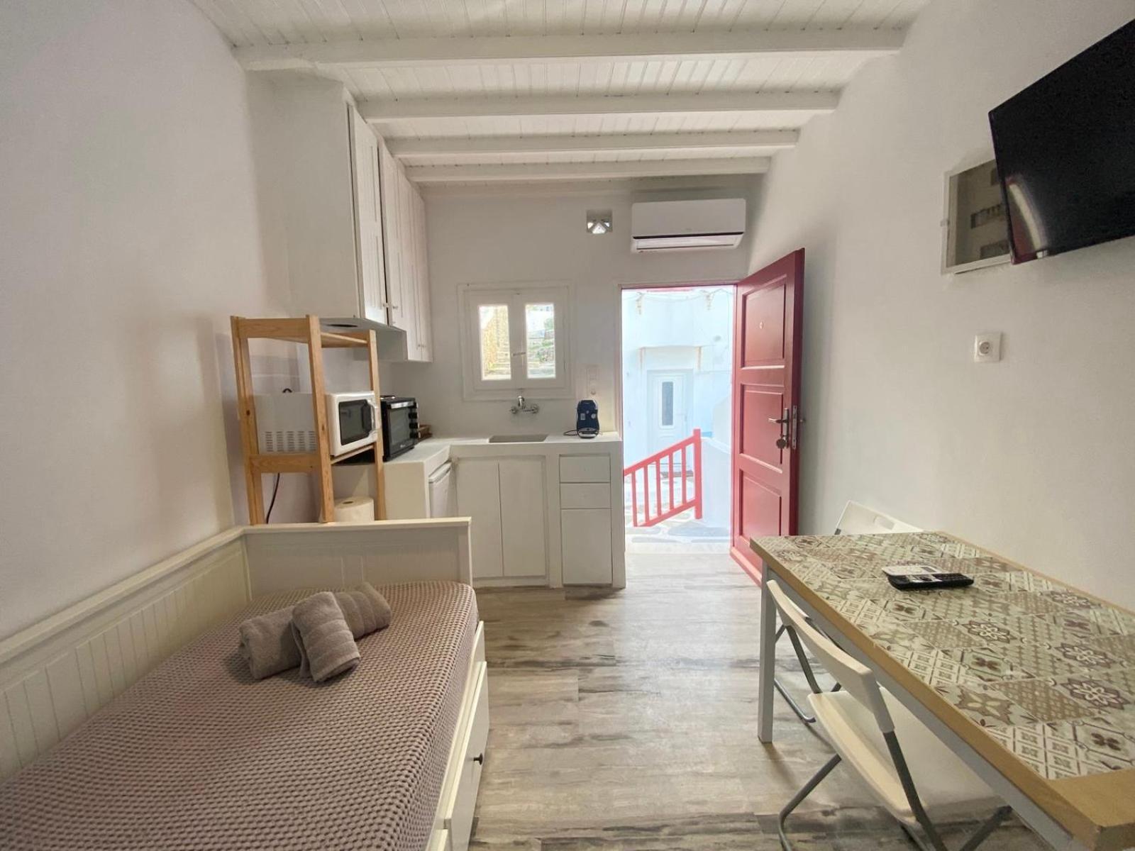 Mykonos TownElenitas Town House With Balcony And Sea Viewアパートメント エクステリア 写真
